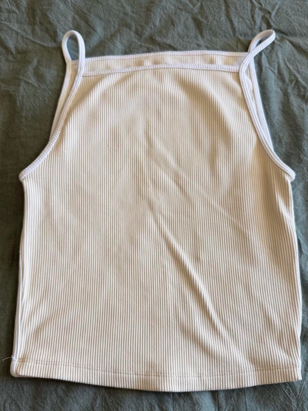 Abercrombie & Fitch Ribbed Spaghetti-Strap Tank - Cream